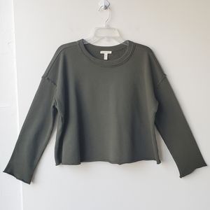 Eileen Fisher Organic Cotton Cropped Sweatshirt Green XS